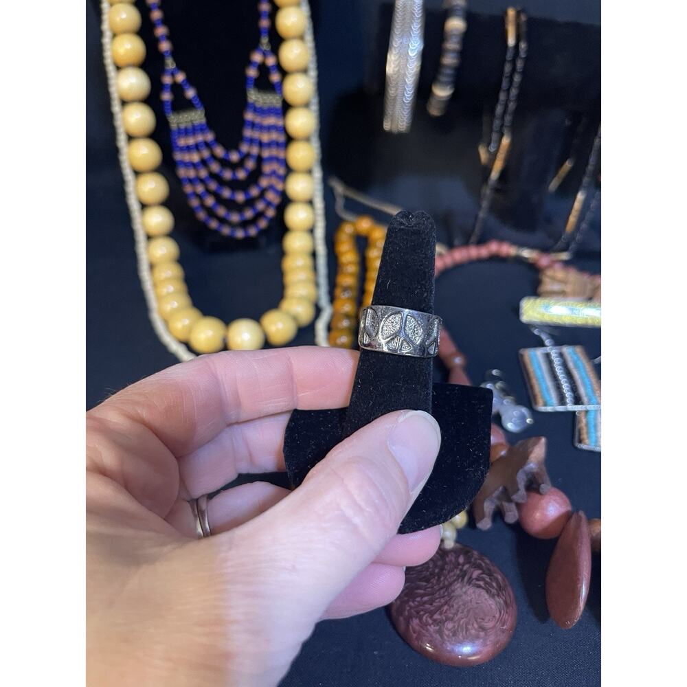 Vintage To Now Boho Costume Jewelry Lot Necklace Earrings Bracelet Ring Hippie - Picture 8 of 10
